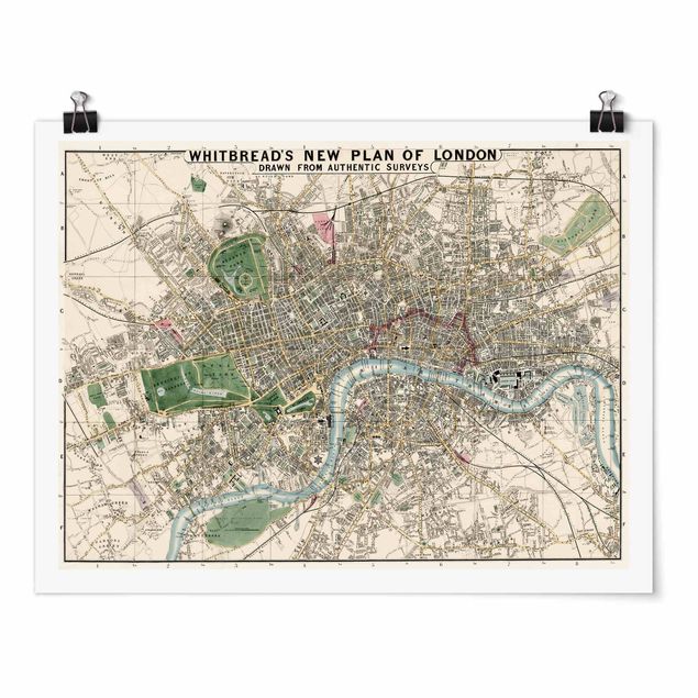Posters världskartor Vintage Map London