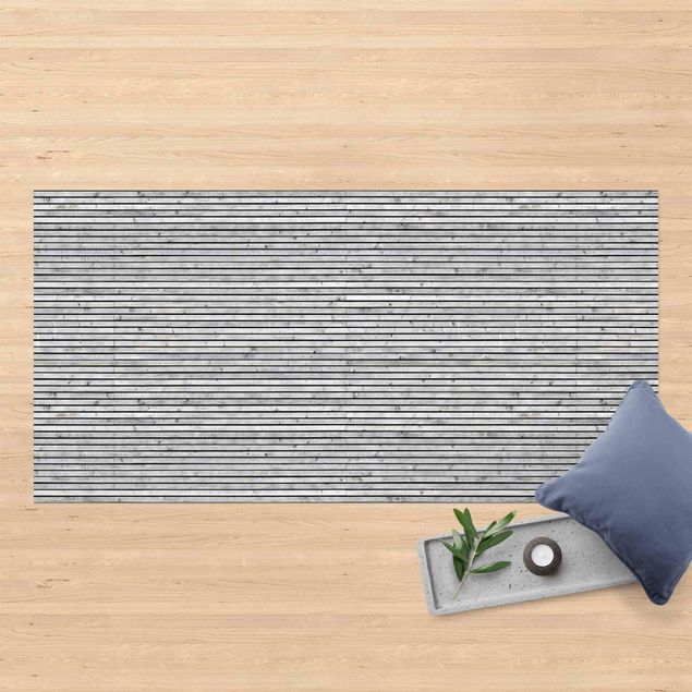 altanmattor Wooden Wall With Narrow Strips Black And White