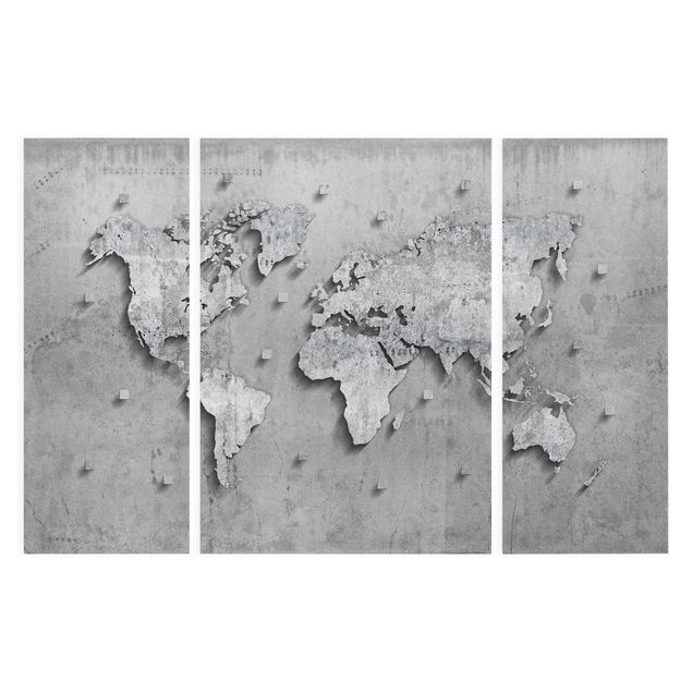 Canvastavlor världskartor Concrete World Map