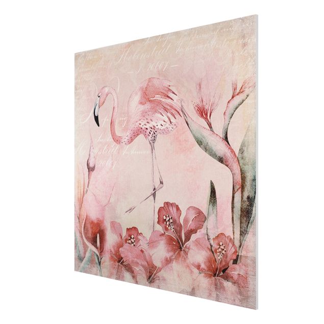 Tavlor blommor  Shabby Chic Collage - Flamingo