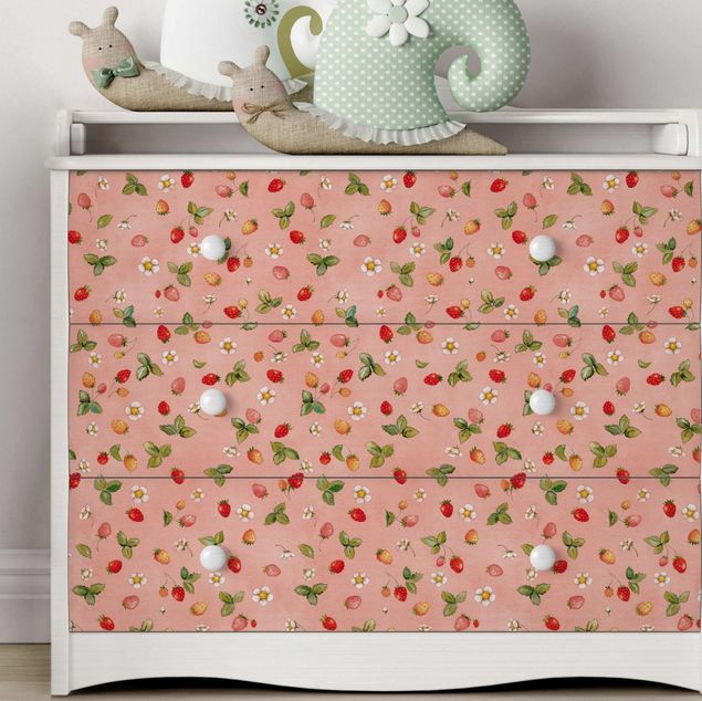 Möbelfolier mönster Little Strawberry Strawberry Fairy - Strawberry Flowers