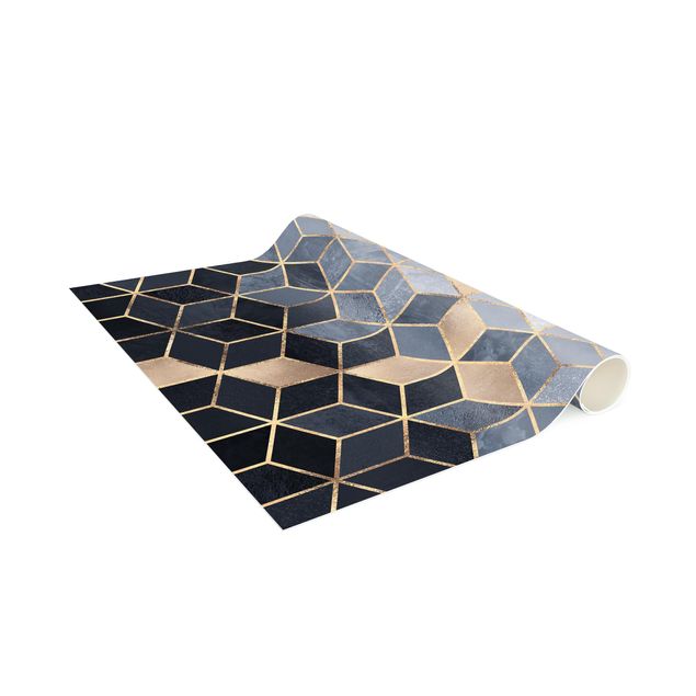 modern matta vardagsrum Blue White Golden Geometry