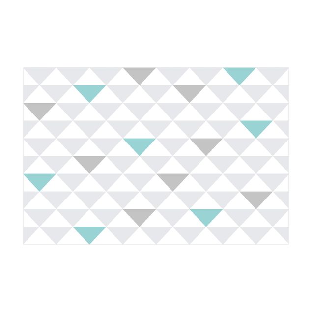 stor matta No.YK64 Triangles Gray White Turquoise