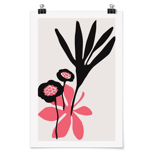 Posters konstutskrifter Flower Greeting In Pink
