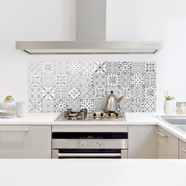 Stänkskydd kök glas mönster Pattern Tiles Gray White
