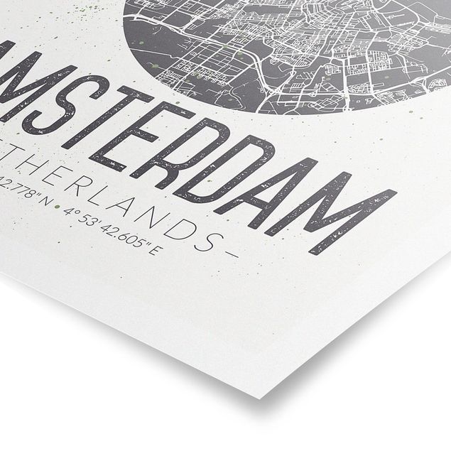 Tavlor grått Amsterdam City Map - Retro