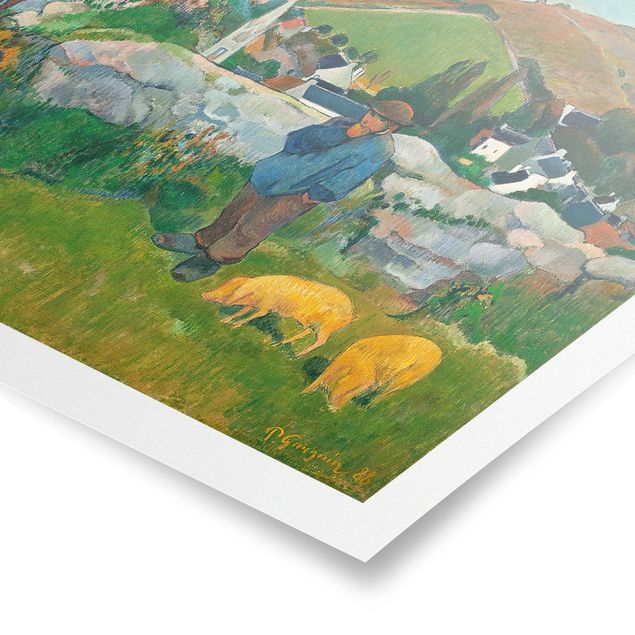 Tavlor landskap Paul Gauguin - The Swineherd