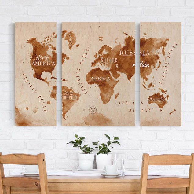 Kök dekoration World Map Watercolour Beige Brown