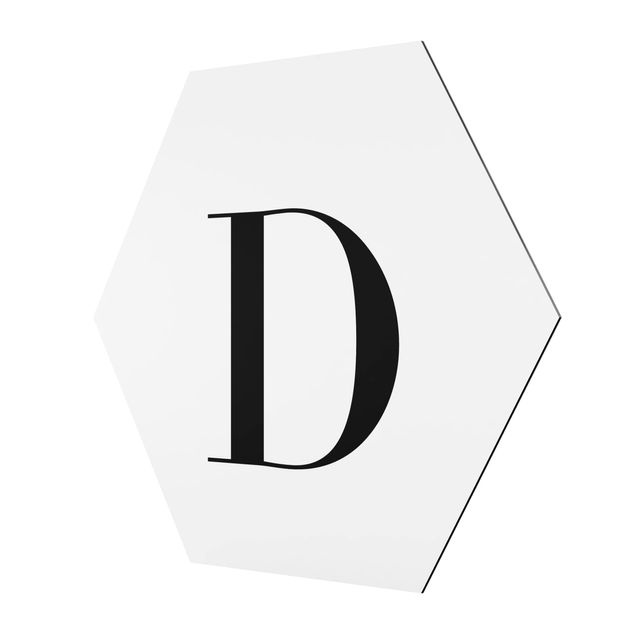 Hexagonala tavlor Letter Serif White D