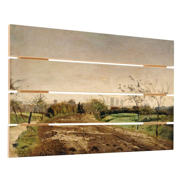 Trätavlor landskap Otto Modersohn - Morning Landscape with Carriage near Münster