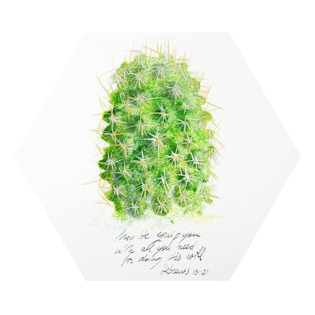 Tavlor grön Cactus With Bibel Verse I