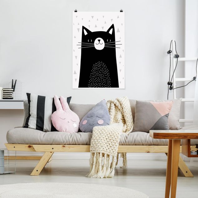 Posters svart och vitt Zoo With Patterns - Cat