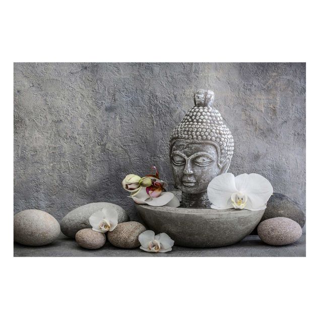 Kök dekoration Zen Buddha, Orchid And Stone