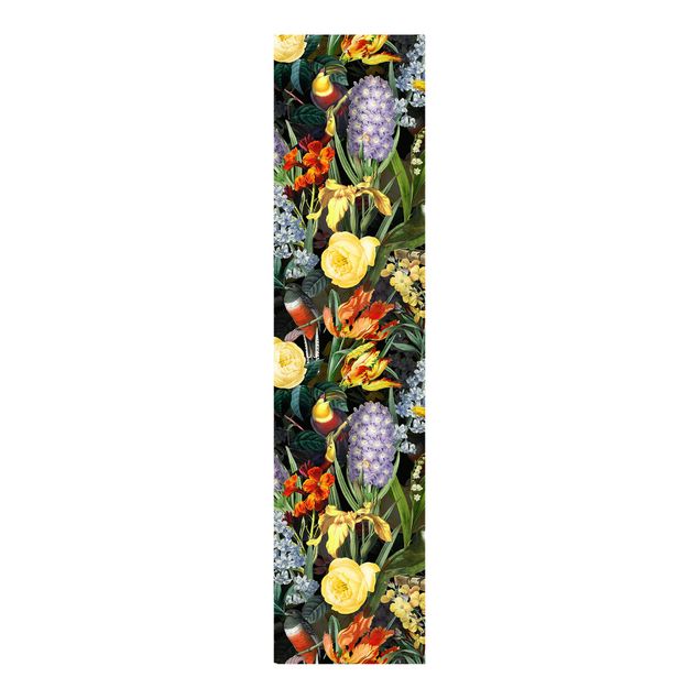 Panelgardiner blommor  Flowers With Colourful Tropical Birds