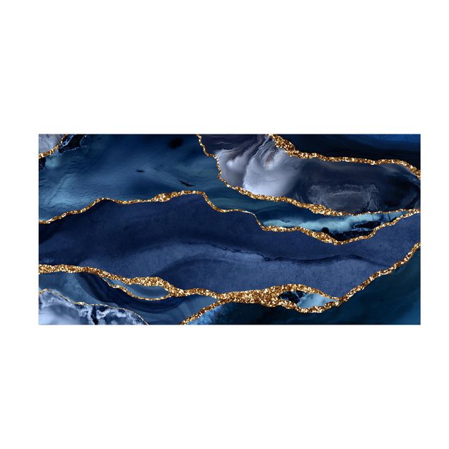 matta abstrakt Golden Glitter Waves Blue backdrop