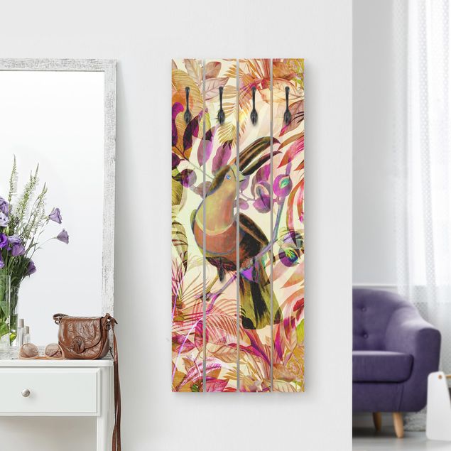 Klädhängare vägg blommor  Colourful Collage - Toucan