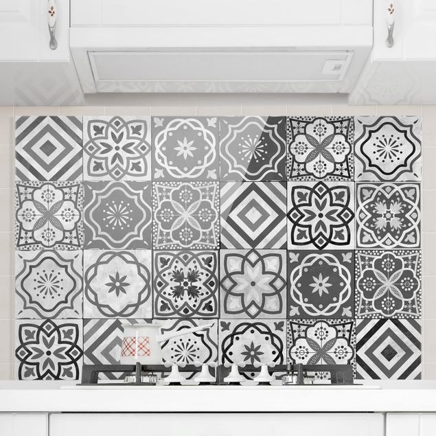 Kök dekoration Mediterranean Tile Pattern Grayscale