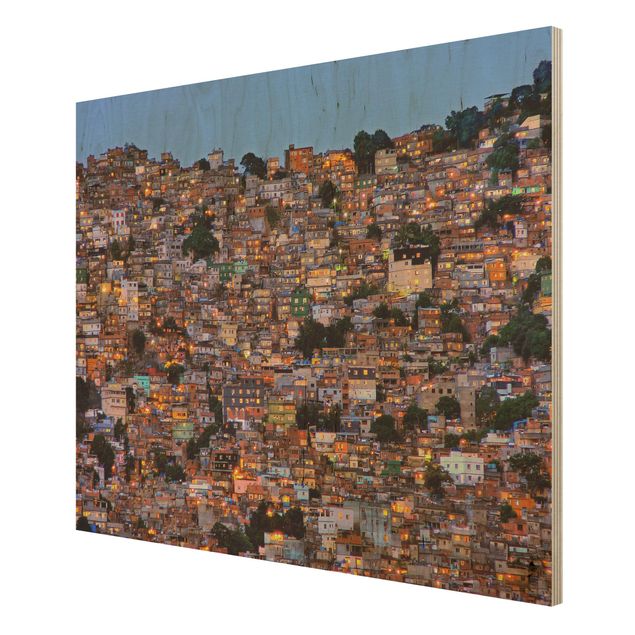 Trätavlor Rio De Janeiro Favela Sunset