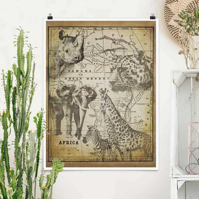 Kök dekoration Vintage Collage - Africa Wildlife