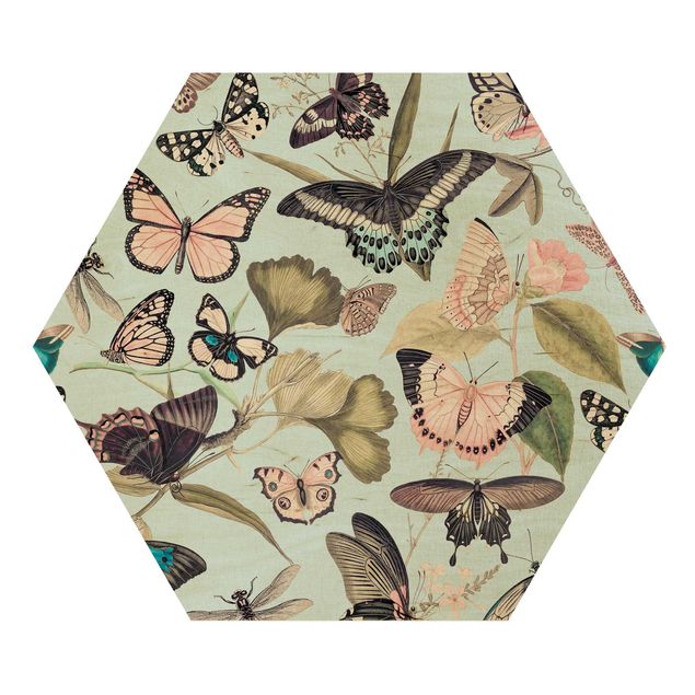 Tavlor blommor  Vintage Collage - Butterflies And Dragonflies