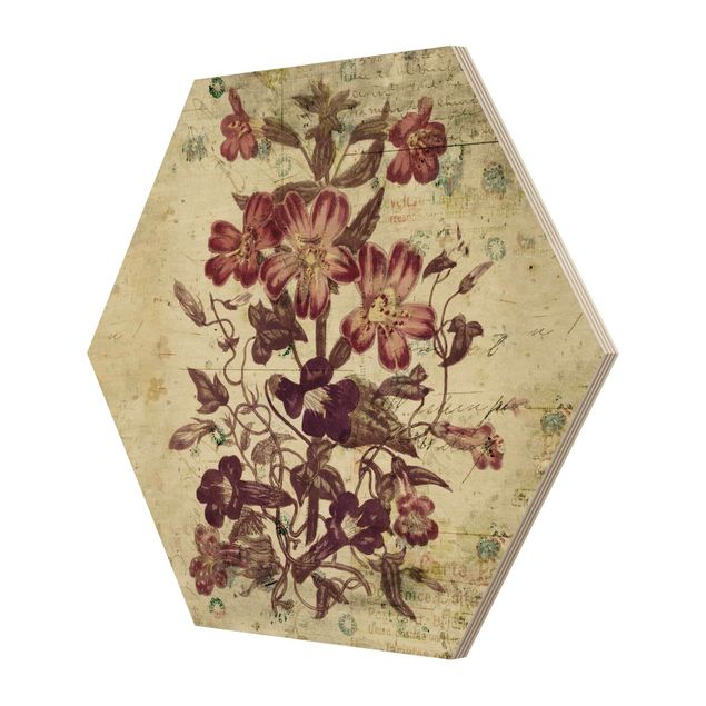 Hexagonala tavlor Vintage Floral Design