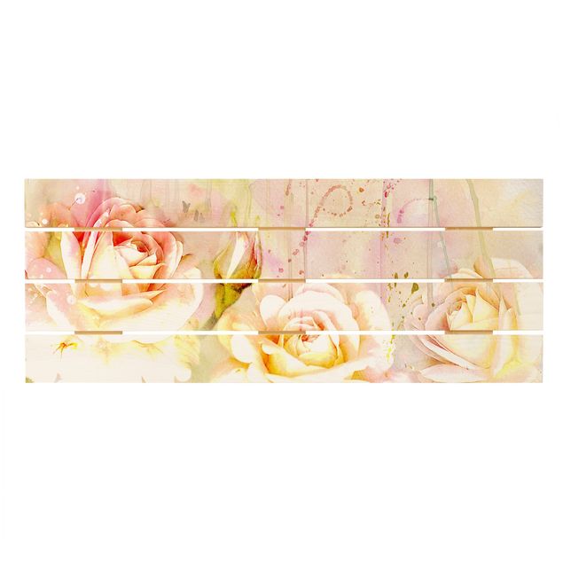 Trätavlor Watercolour Flowers Roses