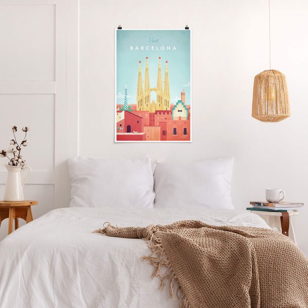 Tavlor arkitektur och skyline Travel Poster - Barcelona