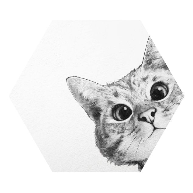 Tavlor modernt Illustration Cat Drawing Black And White