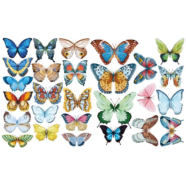 autocolantes decorativos parede Watercolour Butterflies Set