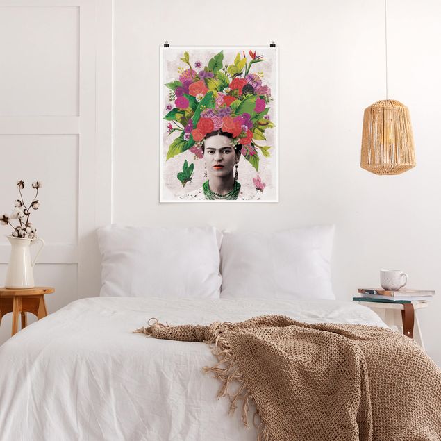 Tavlor fjärilar Frida Kahlo - Flower Portrait
