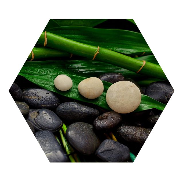 Tavlor blommor  Green Bamboo With Zen Stones