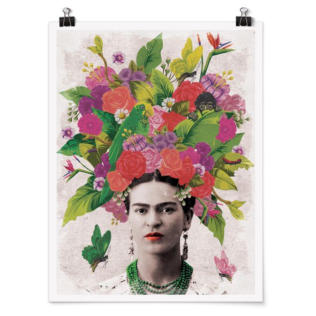 Posters blommor  Frida Kahlo - Flower Portrait