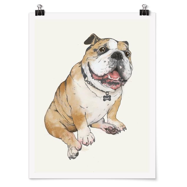 Posters djur Illustration Dog Bulldog Painting