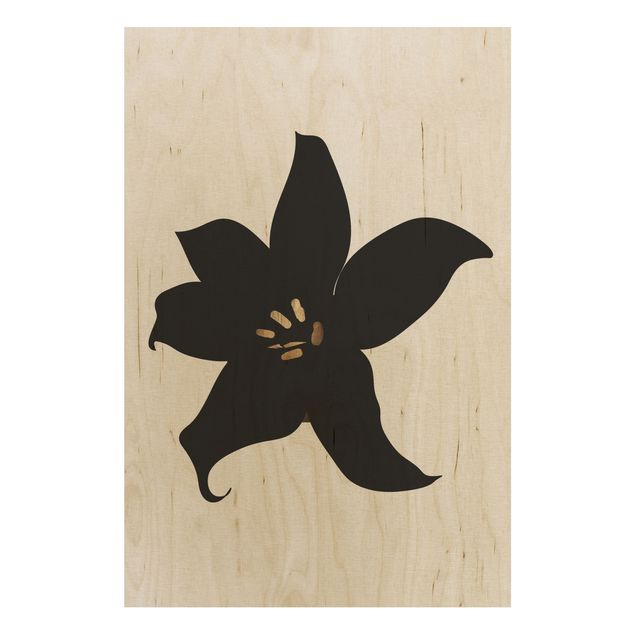 Trätavlor blommor  Graphical Plant World - Orchid Black And Gold