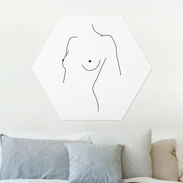 Kök dekoration Line Art Nude Bust Woman Black And White