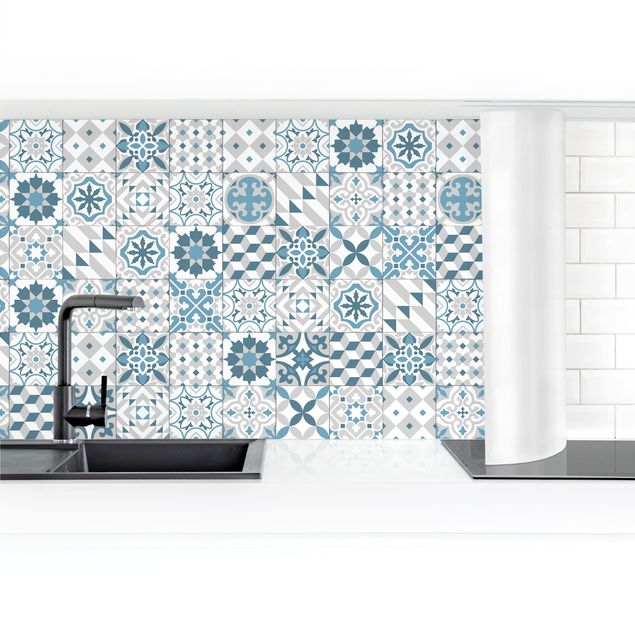 väggskivor kök Geometrical Tile Mix Blue Grey