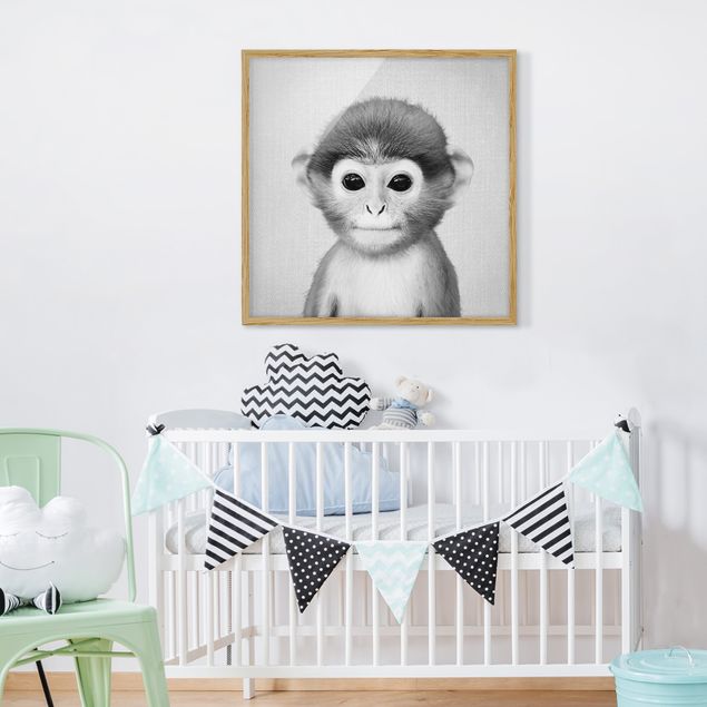 Inredning av barnrum Baby Monkey Anton Black And White