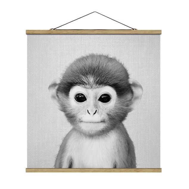 Posters djur Baby Monkey Anton Black And White