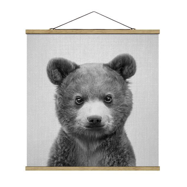 Posters djur Baby Bear Bruno Black And White