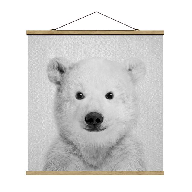 Posters djur Baby Polar Bear Emil Black And White
