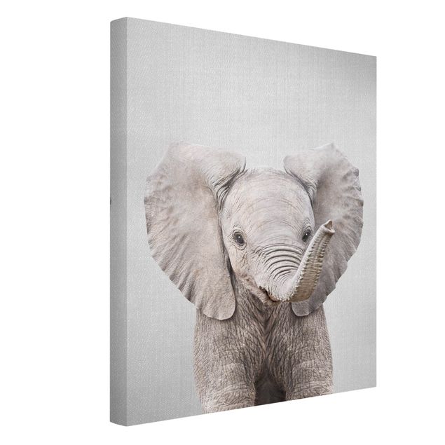 Canvastavlor svart och vitt Baby Elephant Elsa