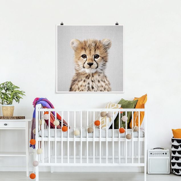 Posters svart och vitt Baby Cheetah Gino