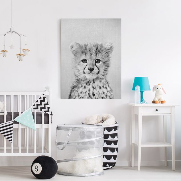 Canvastavlor svart och vitt Baby Cheetah Gino Black And White