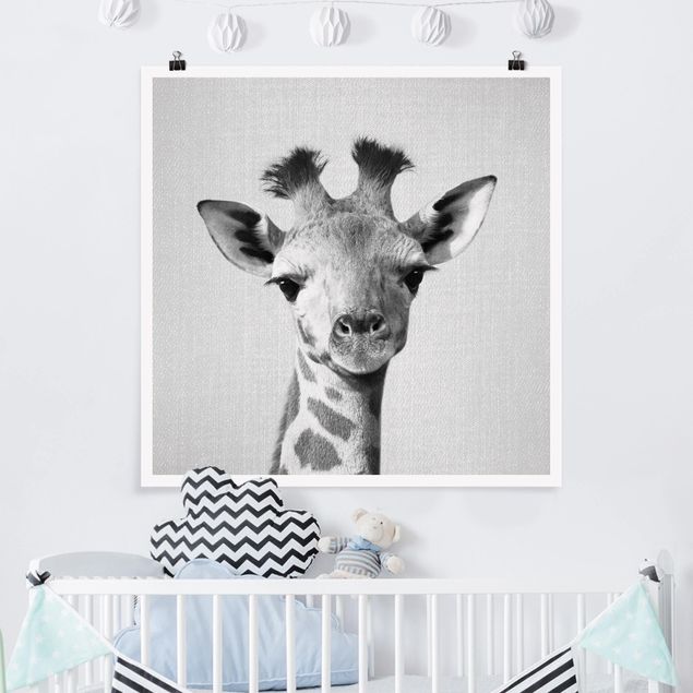 Inredning av barnrum Baby Giraffe Gandalf Black And White