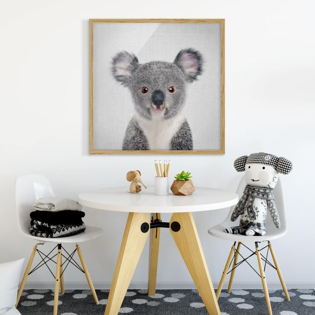 Tavlor med ram svart och vitt Baby Koala Klara