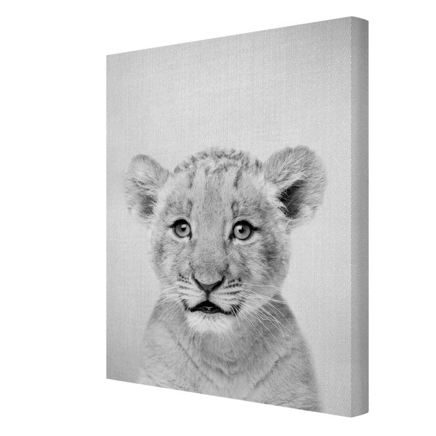 Canvastavlor djur Baby Lion Luca Black And White