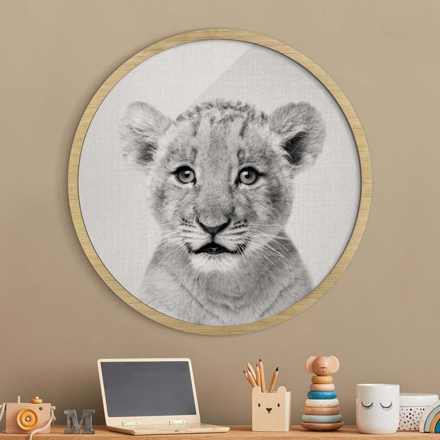 Tavlor lejon Baby Lion Luca Black And White