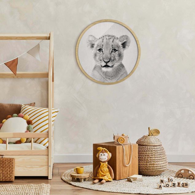 Tavlor med ram djur Baby Lion Luca Black And White