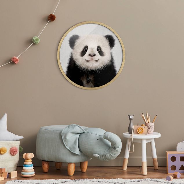 Tavlor med ram svart och vitt Baby Panda Prian