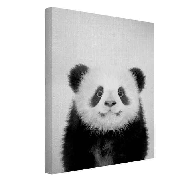 Canvastavlor djur Baby Panda Prian Black And White